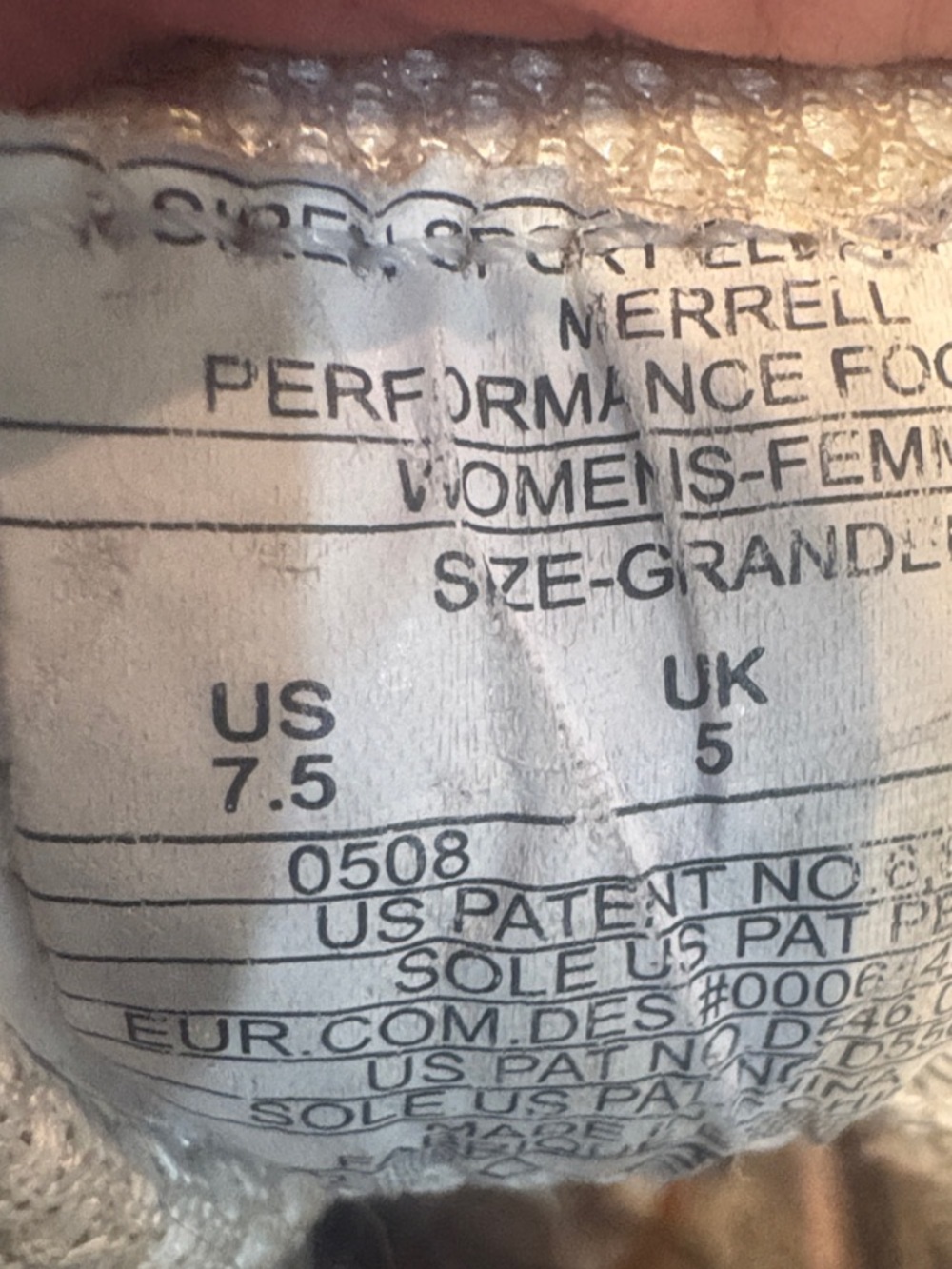 Merrell Women's Metallic Silver Shoe Label - Picture 2 of 5